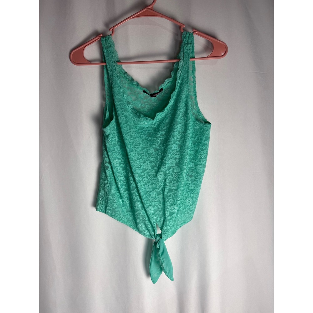 Victoria's Secret Green Lace Tie Front‎ Tank Top Sleeveless XS Cami